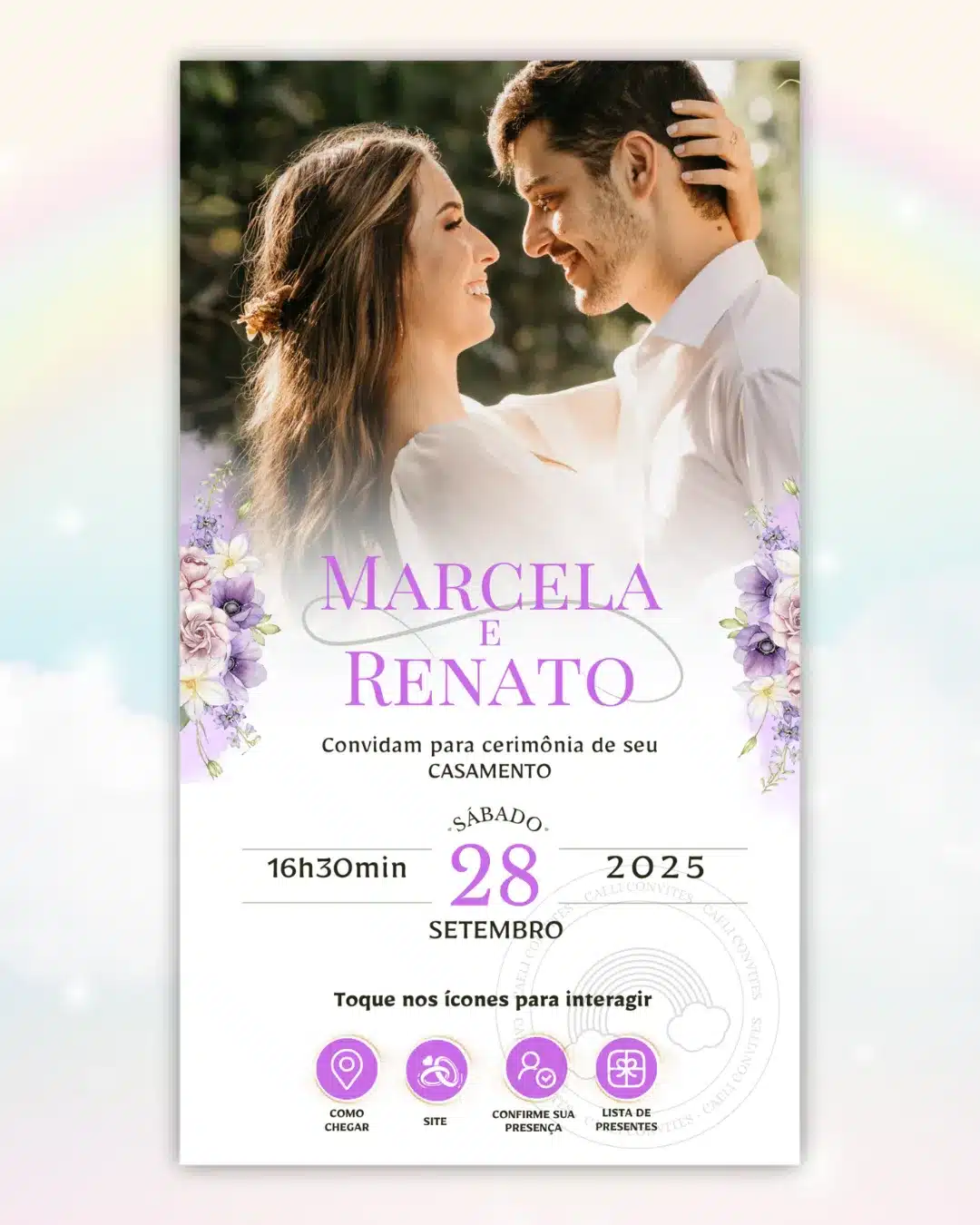 Convite de Casamento Interativo Lilás 3