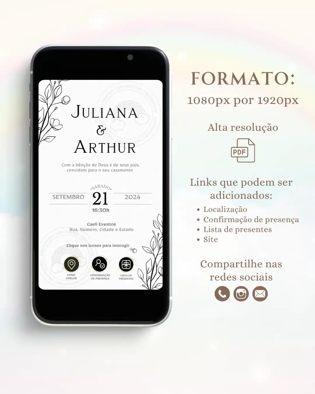 Convite de Casamento Interativo Minimalista 1