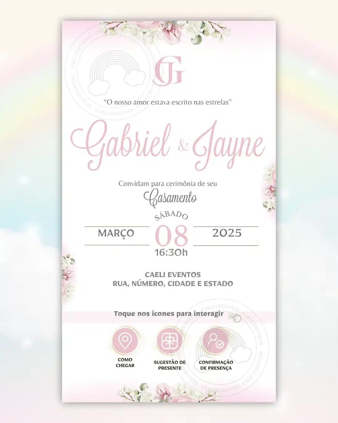Convite de Casamento Interativo Rosa 2