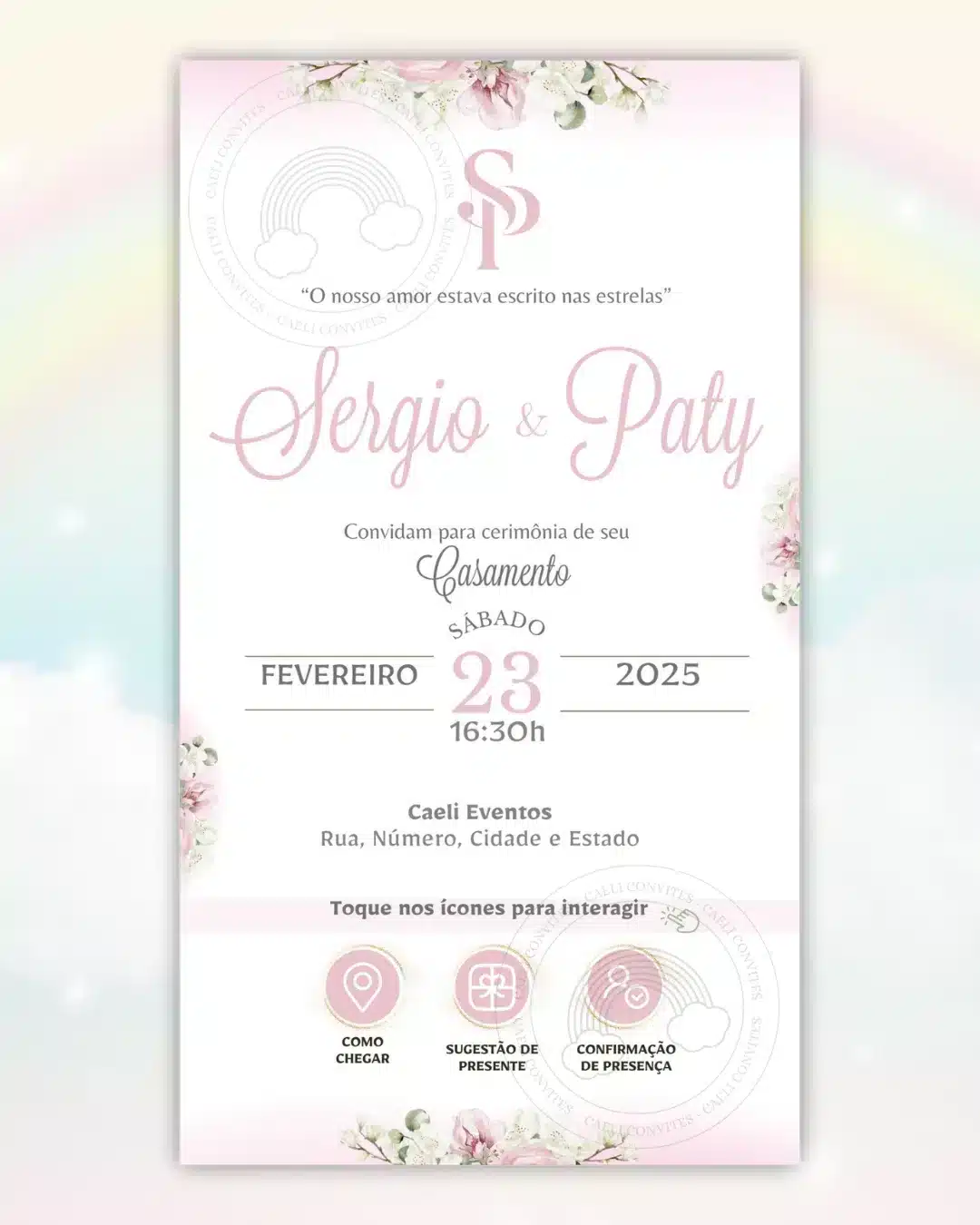 Convite de Casamento Interativo Rosa 4