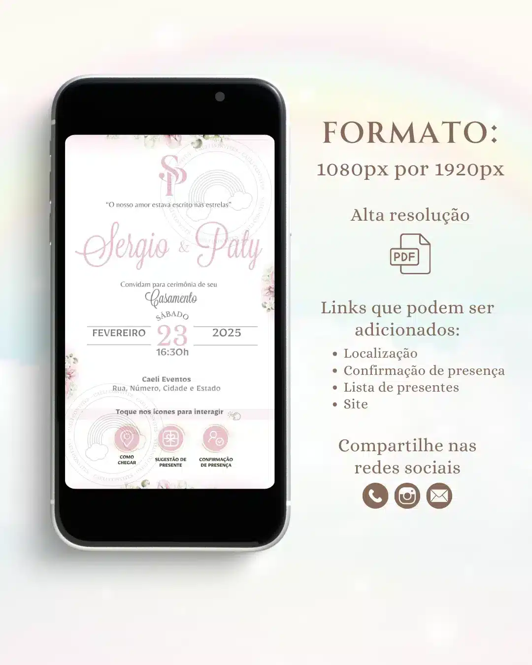 Convite de Casamento Interativo Rosa 4