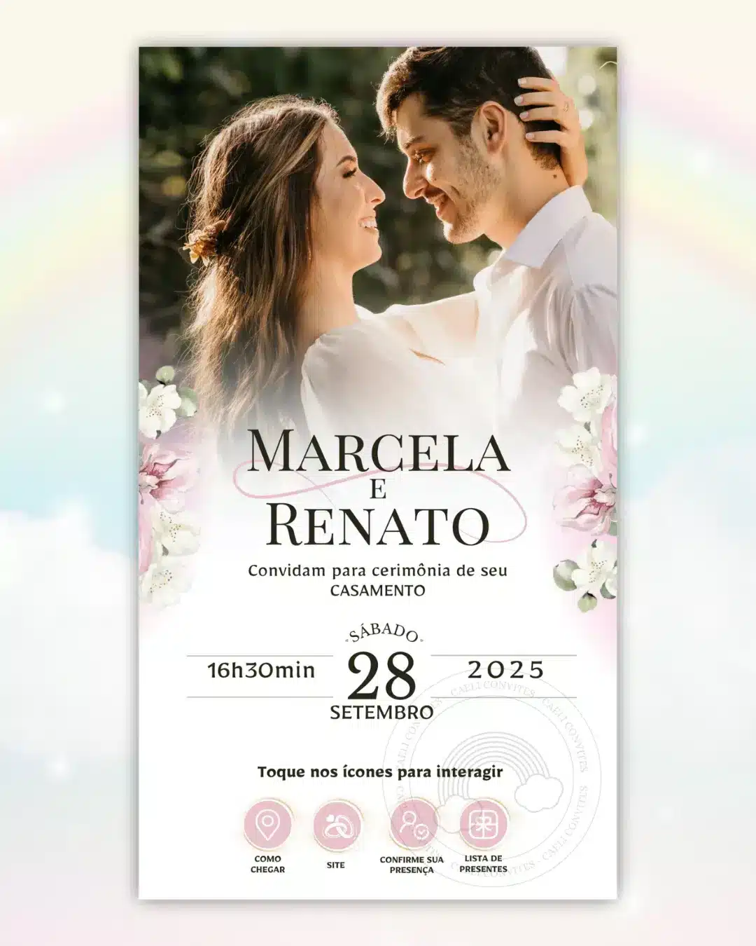 Convite de Casamento Interativo Rosa 5