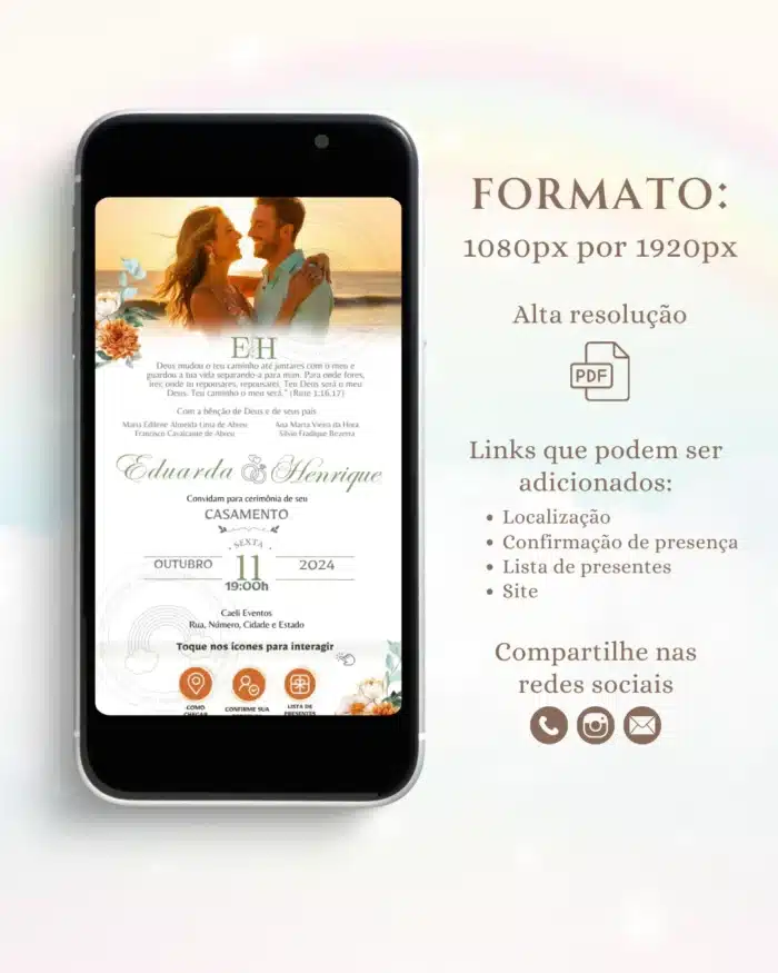 Convite de Casamento Interativo Terracota 5