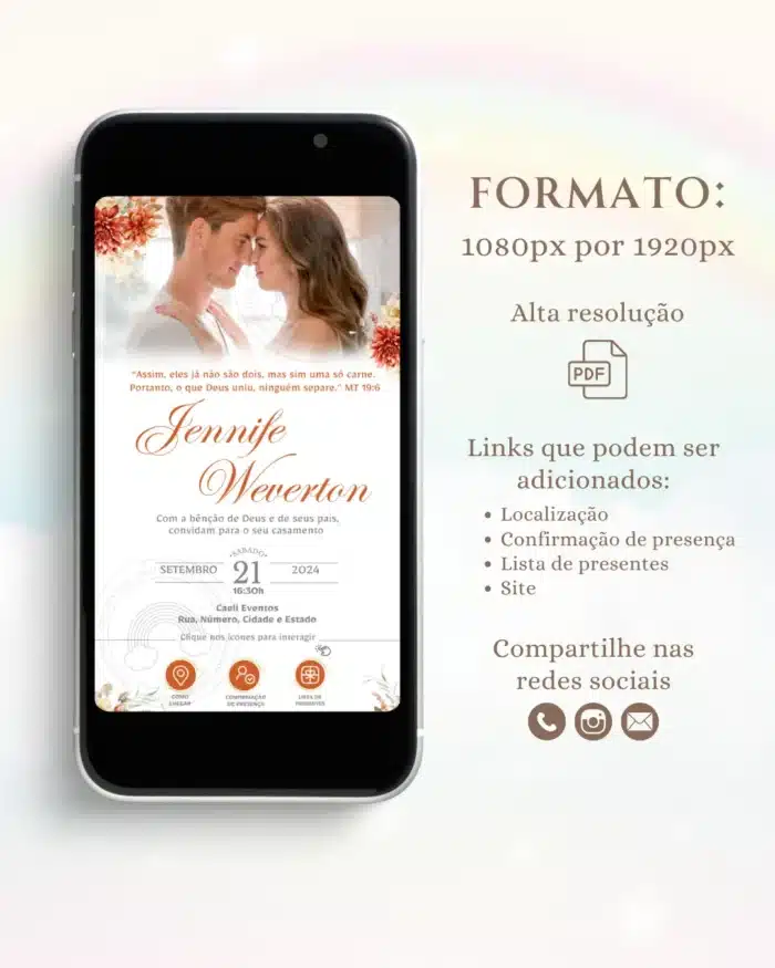 Convite de Casamento Interativo Terracota 6