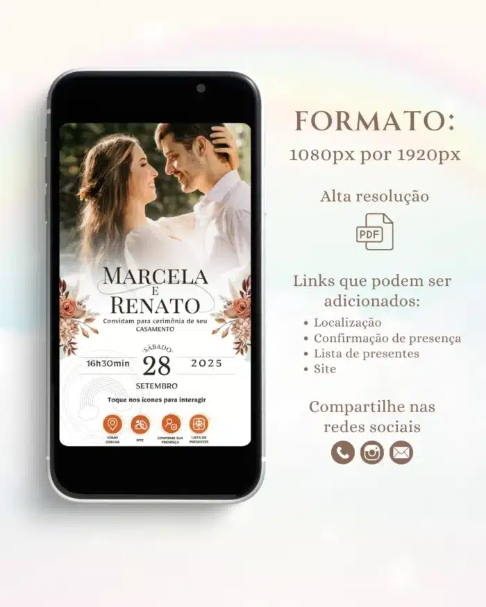 Convite de Casamento Interativo Terracota 7
