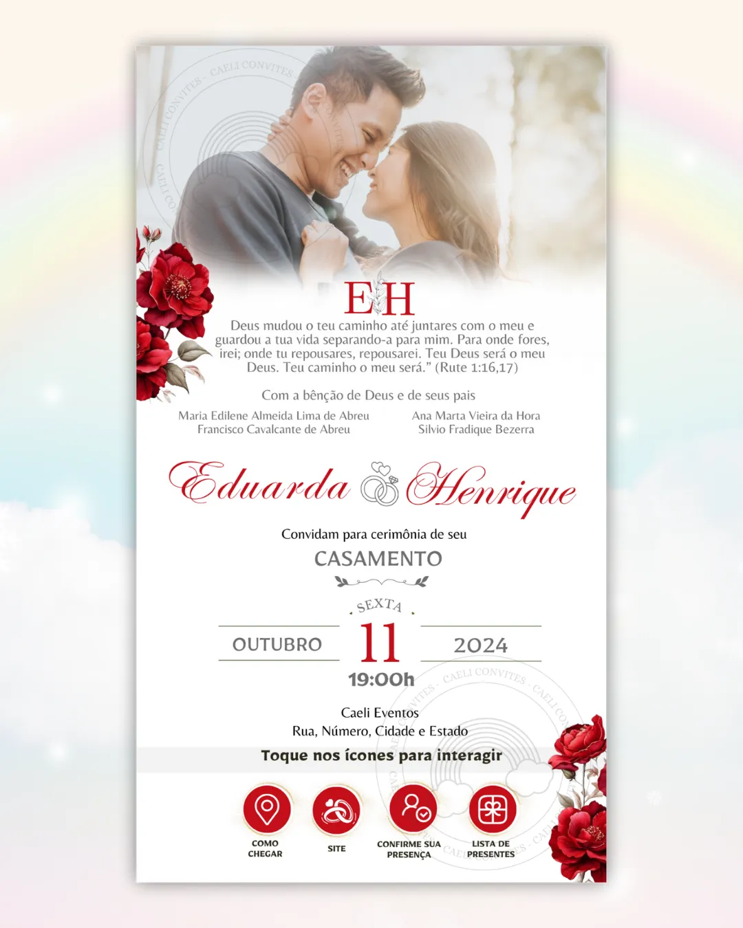 Convite de Casamento Interativo Vermelho 2