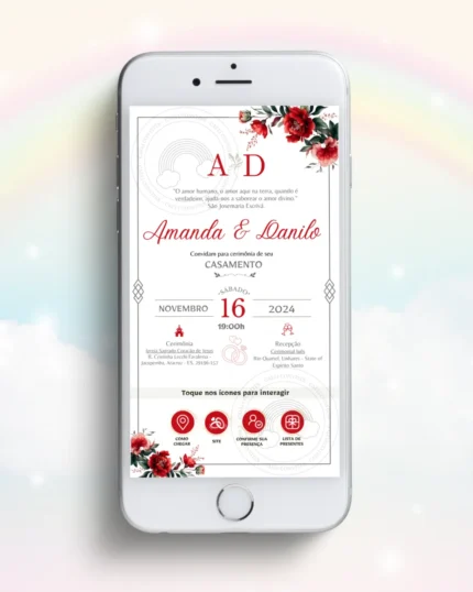 Convite de Casamento Interativo Vermelho 2