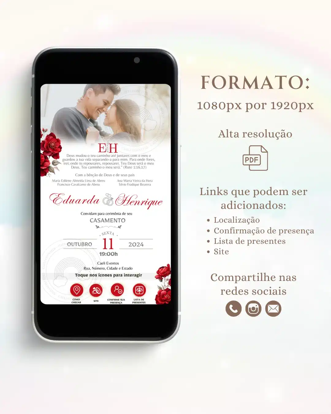 Convite de Casamento Interativo Vermelho 2