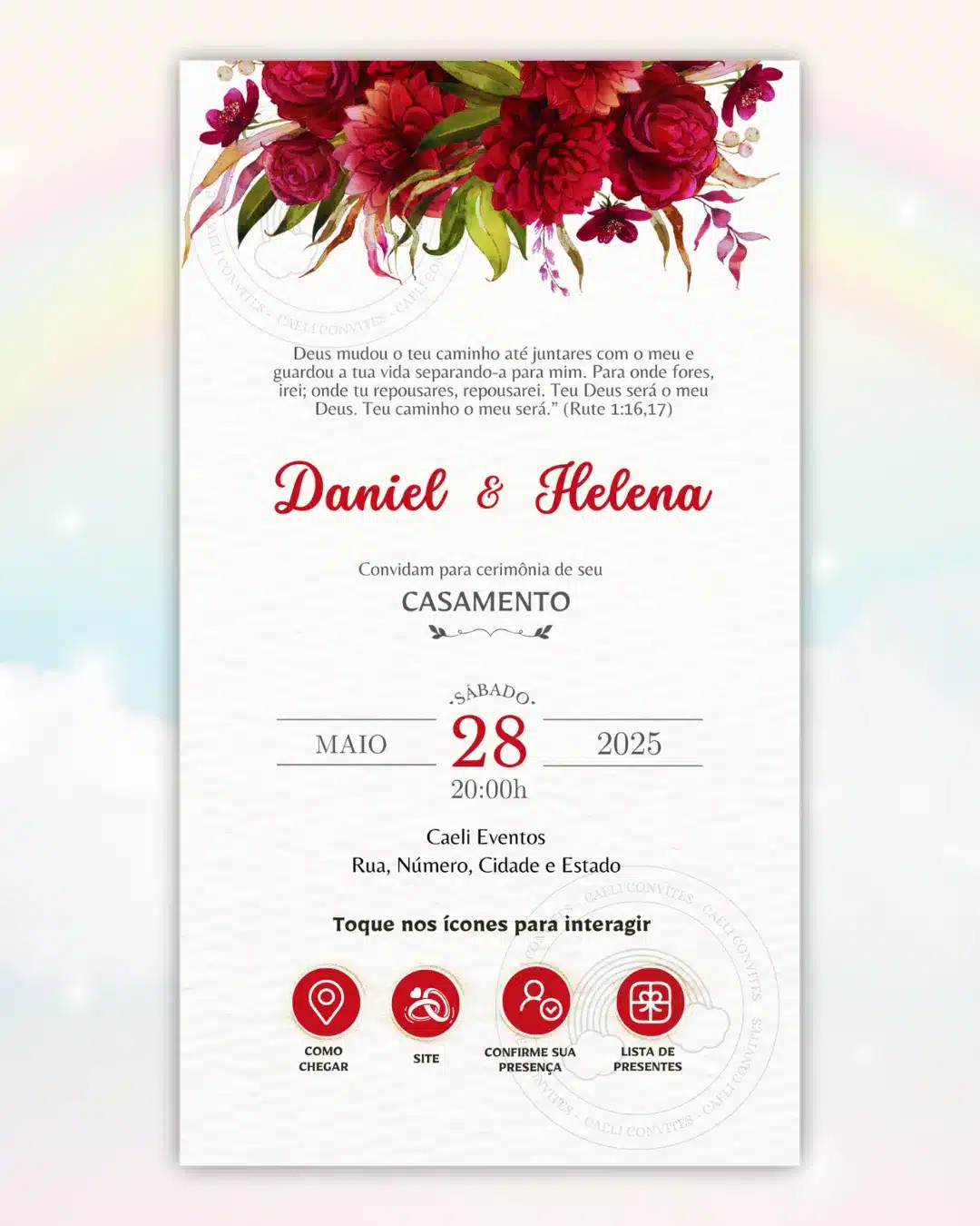 Convite de Casamento Interativo Vermelho 4