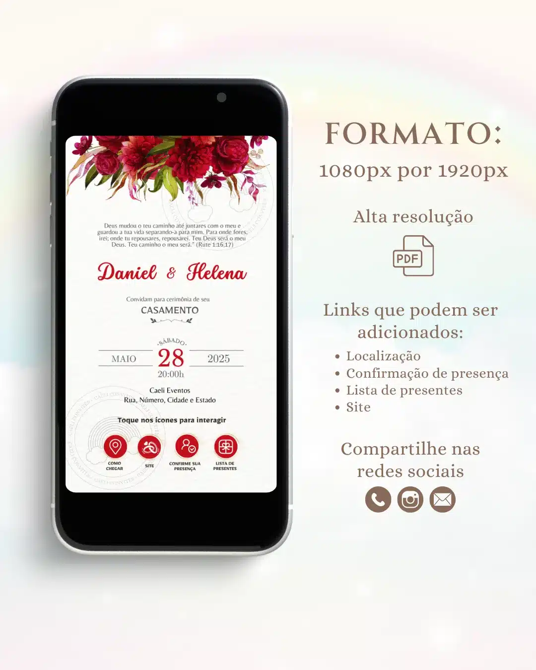 Convite de Casamento Interativo Vermelho 4