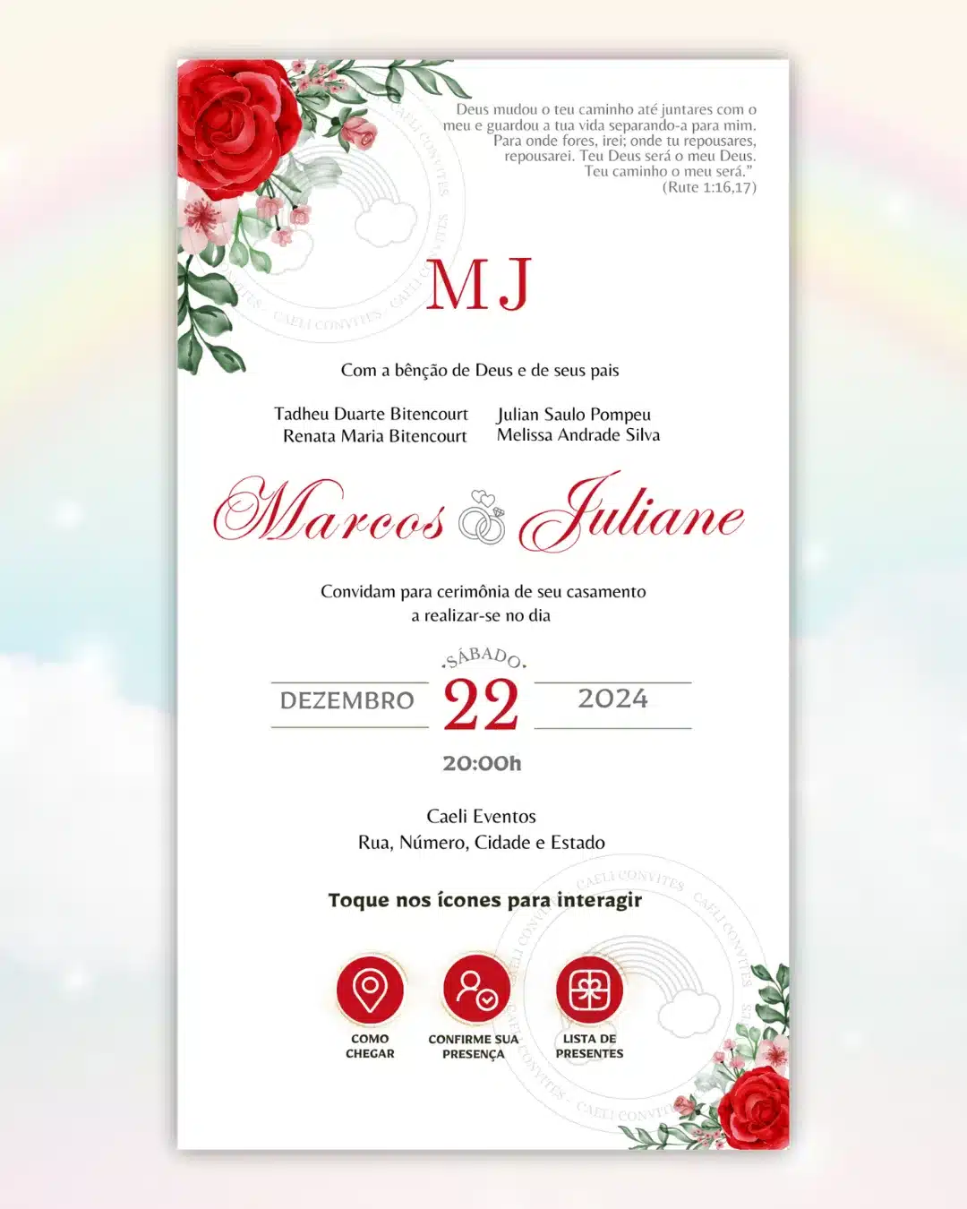 Convite de Casamento Interativo Vermelho 5