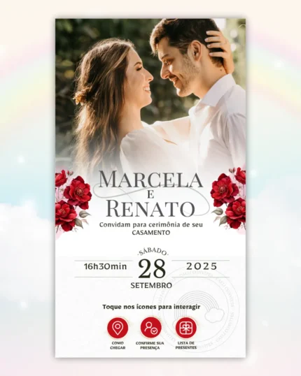 Convite de Casamento Interativo Vermelho 6