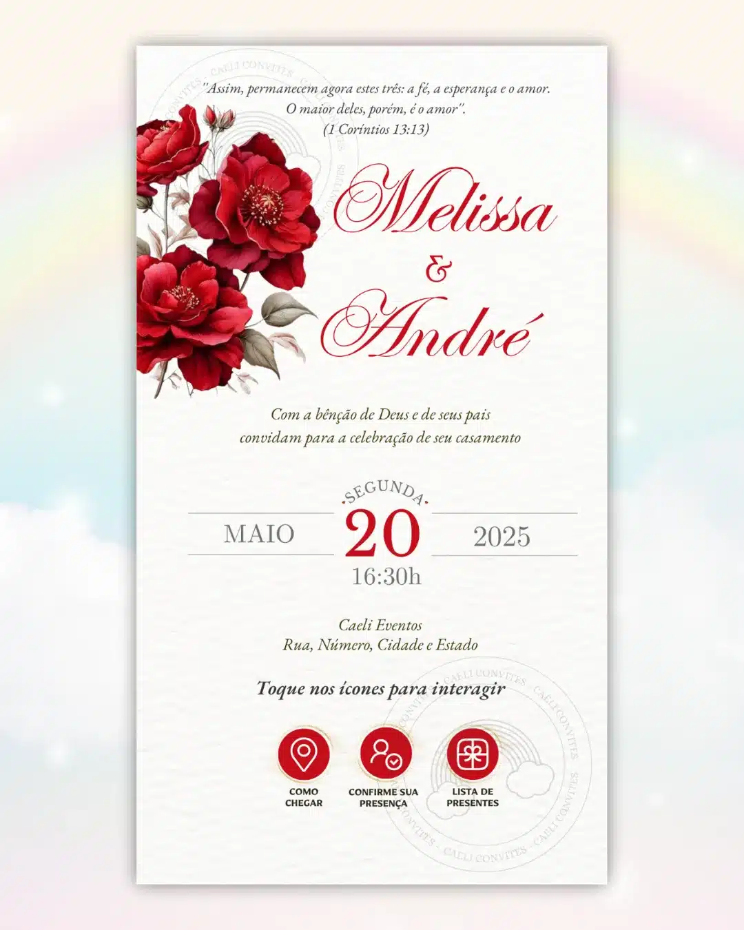 Convite de Casamento Interativo Vermelho 7