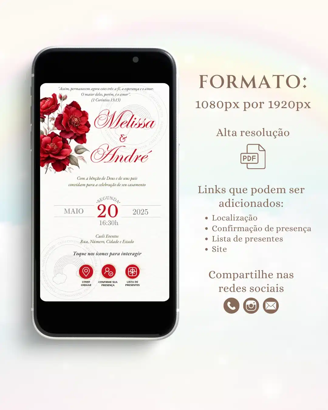 Convite de Casamento Interativo Vermelho 7