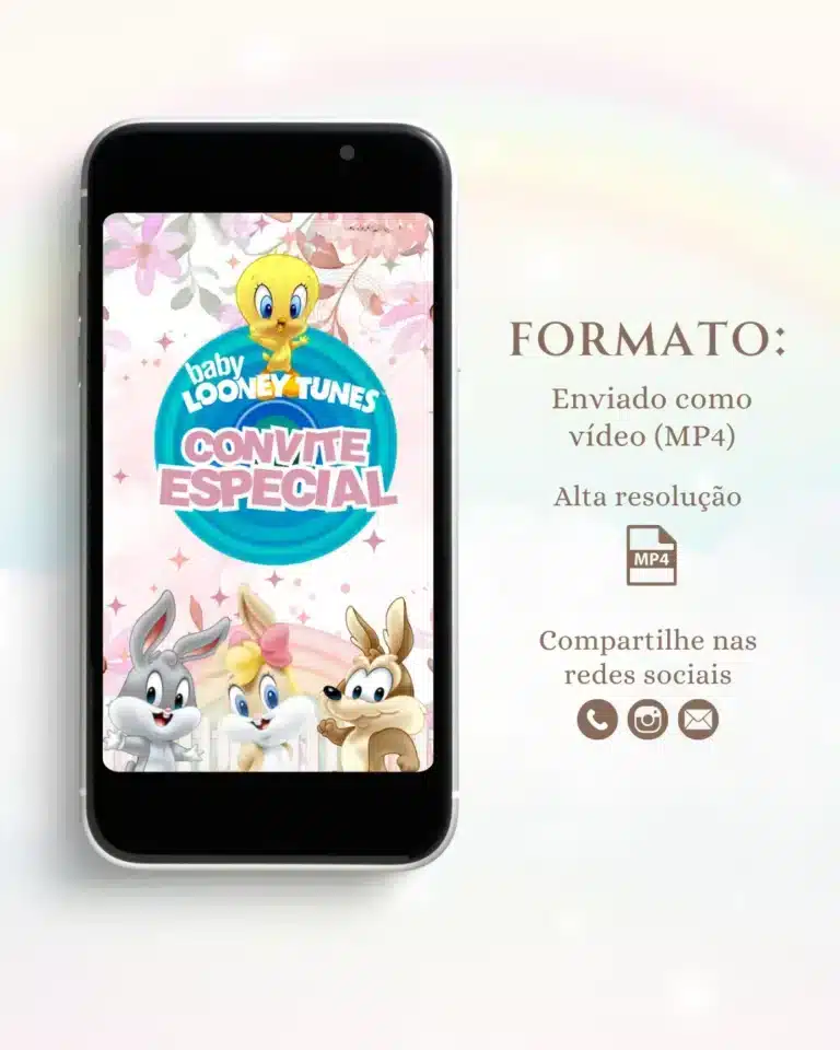 Convite Animado Baby Looney Tunes Menina 1