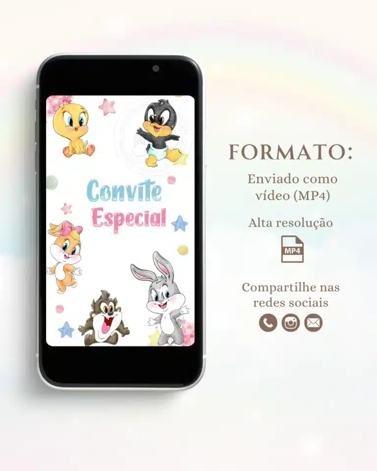 Convite Animado Baby Looney Tunes Menina 2