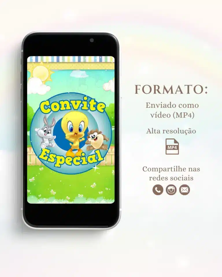 Convite Animado Baby Looney Tunes Menino 1