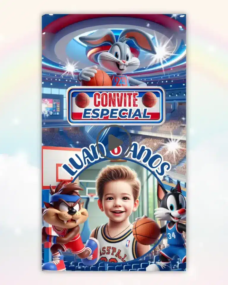 Convite Animado Baby Looney Tunes Basquete 1