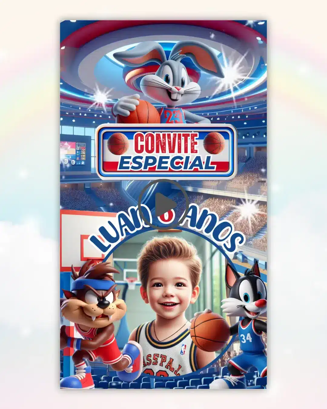 Convite Animado Baby Looney Tunes Basquete 1
