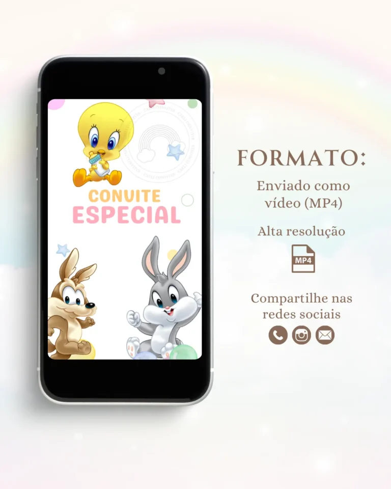 Convite Animado Baby Looney Tunes Menino 2
