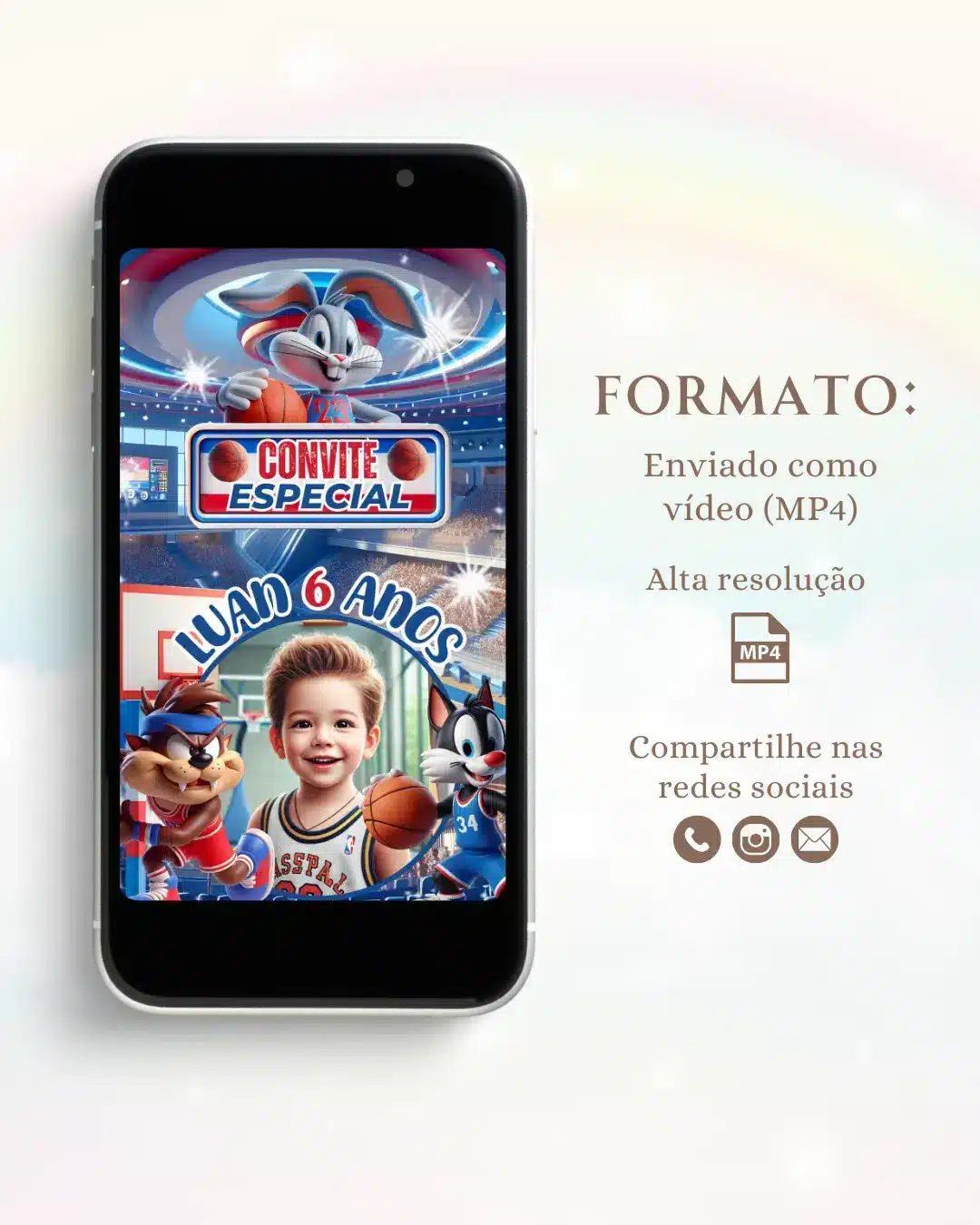 Convite Animado Baby Looney Tunes Basquete 1