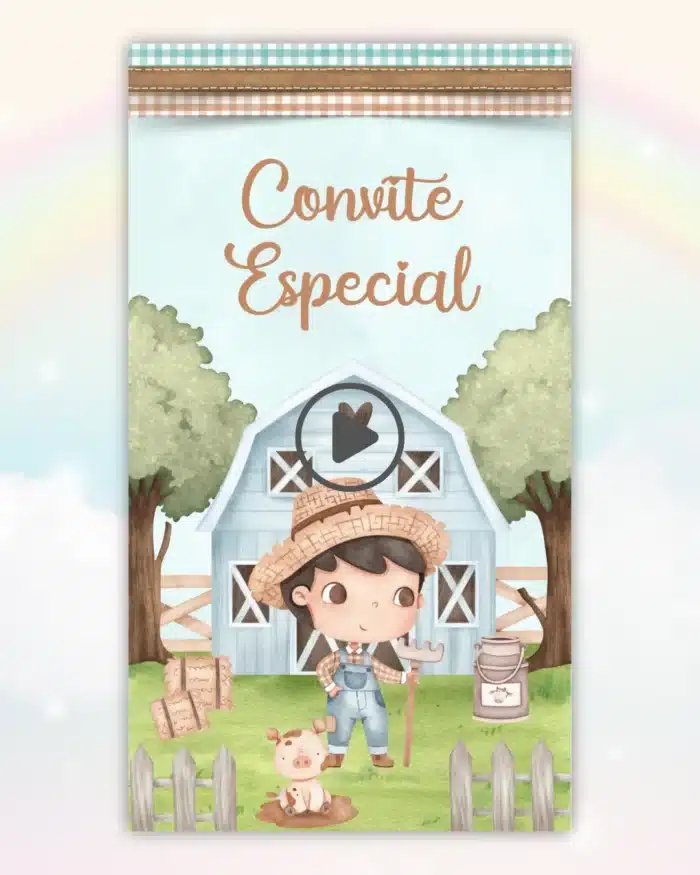 Convite Animado Fazendinha Azul