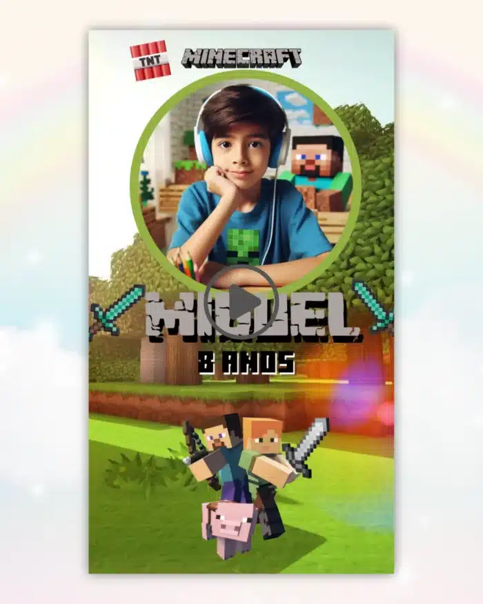 Convite Animado Minecraft
