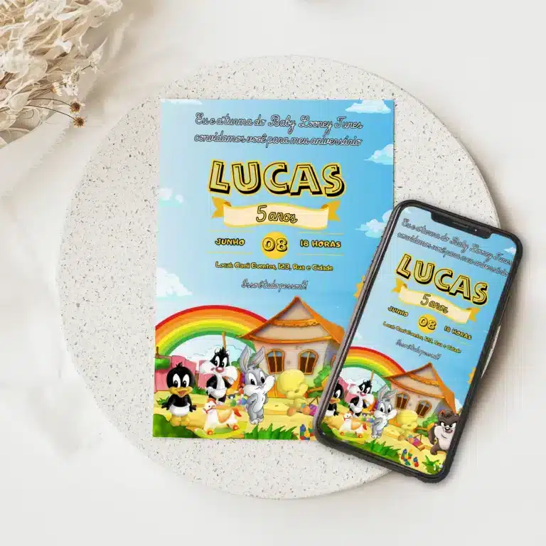 Convite Digital Baby Looney Tunes 3