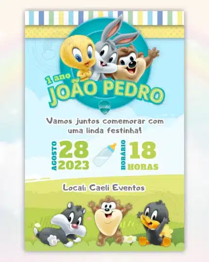 Convite Digital Baby Looney Tunes 1
