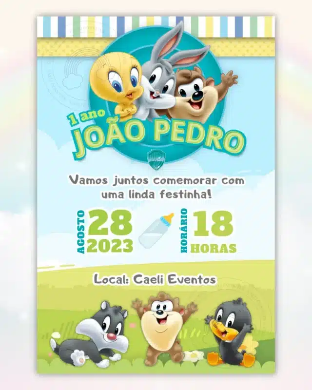 Convite Digital Baby Looney Tunes 1