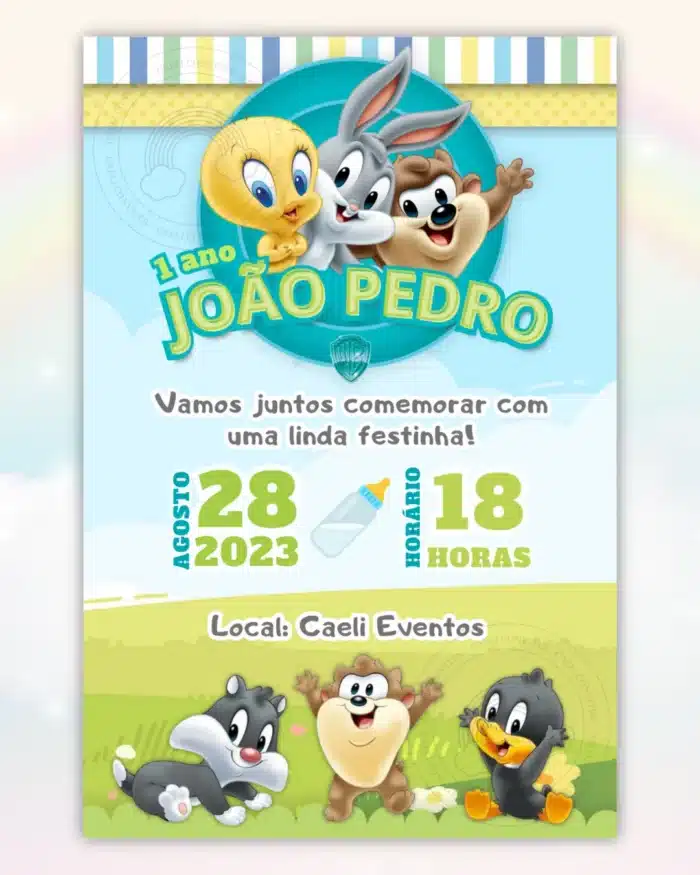 Convite Digital Baby Looney Tunes 1