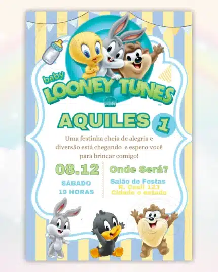 Convite Digital Baby Looney Tunes 2
