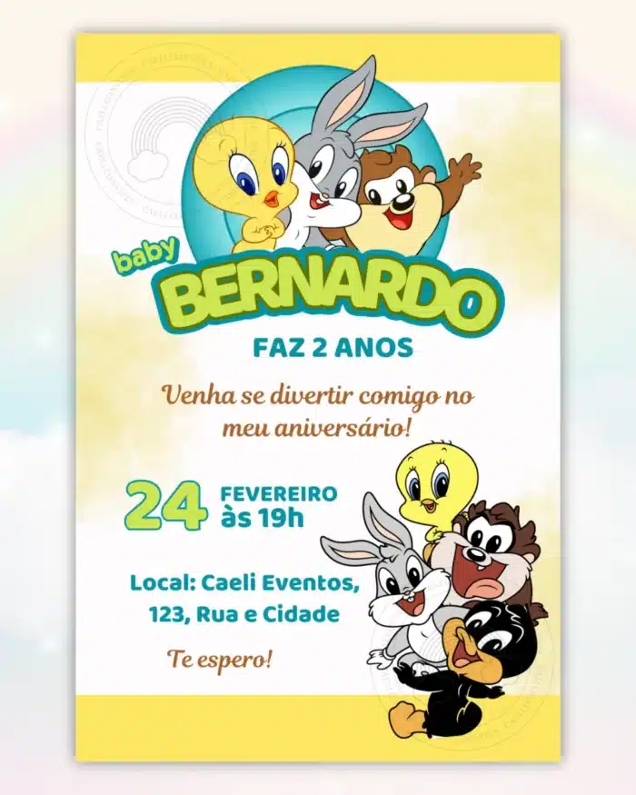 Convite Digital Baby Looney Tunes 3
