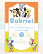 Convite Digital Baby Looney Tunes 4