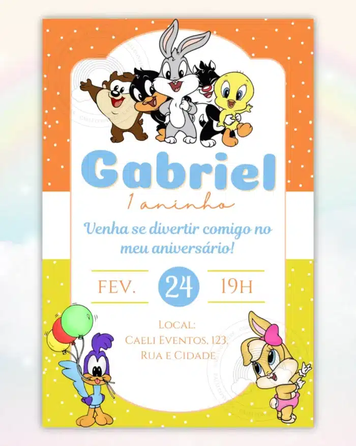 Convite Digital Baby Looney Tunes 4
