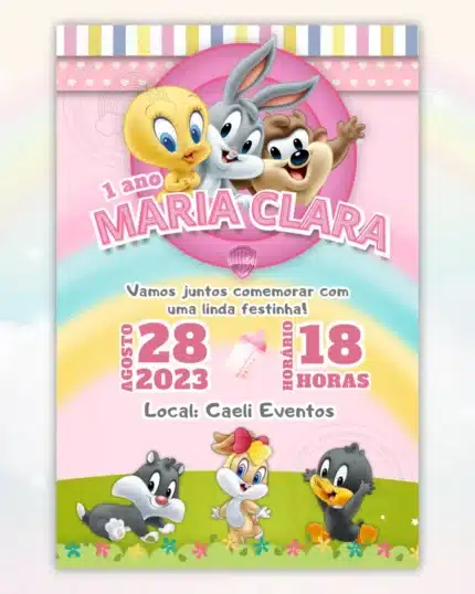 Convite Digital Baby Looney Tunes 6