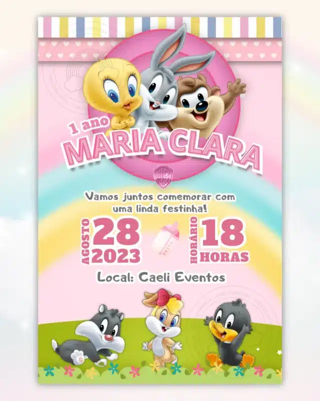 Convite Digital Baby Looney Tunes 6