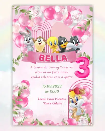 Convite Digital Baby Looney Tunes 8
