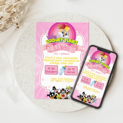 Convite Digital Baby Looney Tunes 8