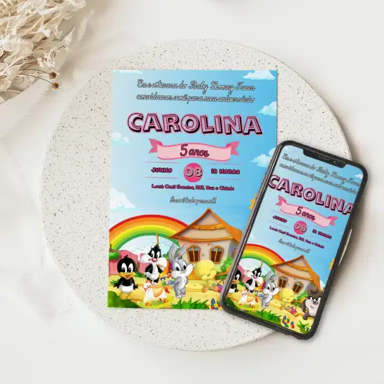 Convite Digital Baby Looney Tunes 9
