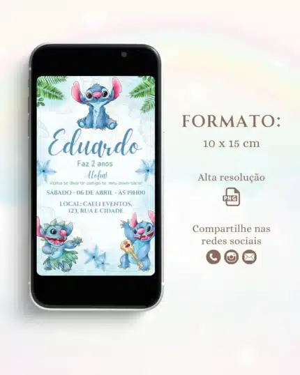 Convite Digital Lilo e Stitch 4