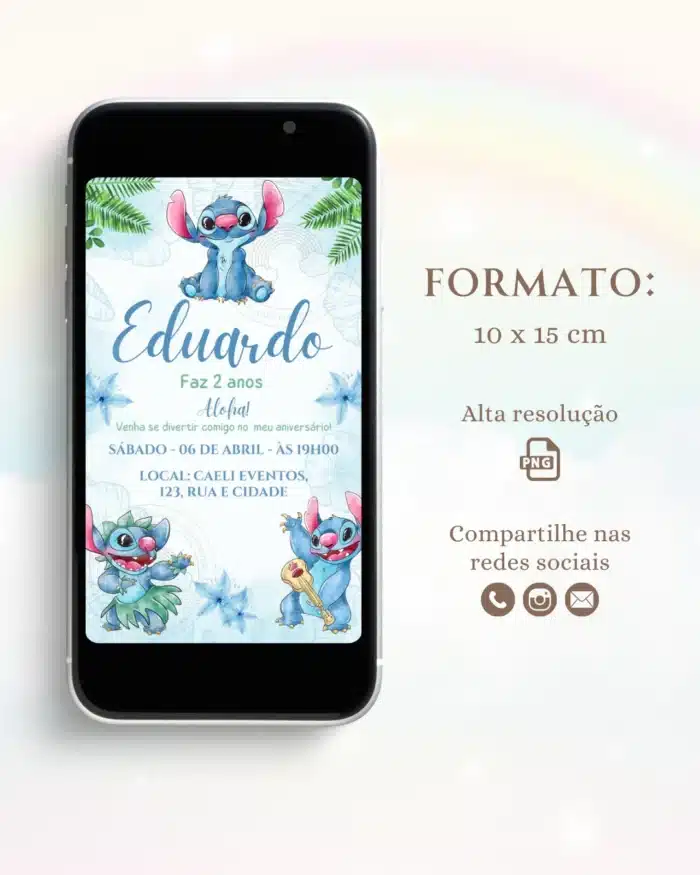 Convite Digital Lilo e Stitch 4