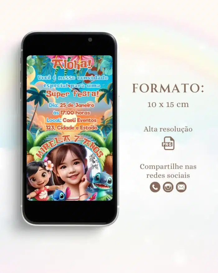 Convite Digital Lilo e Stitch 5