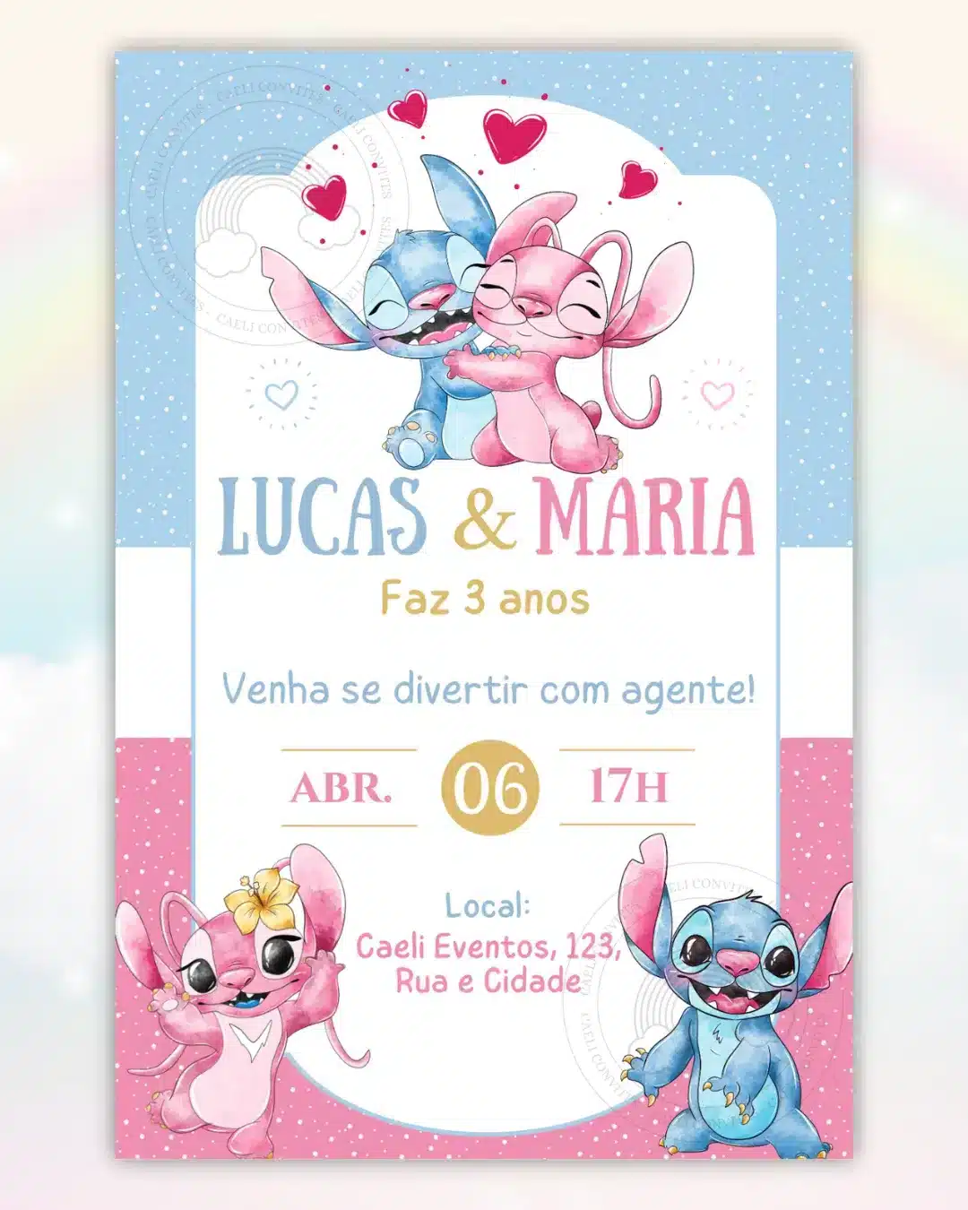 Convite Digital Stitch e Angel 1
