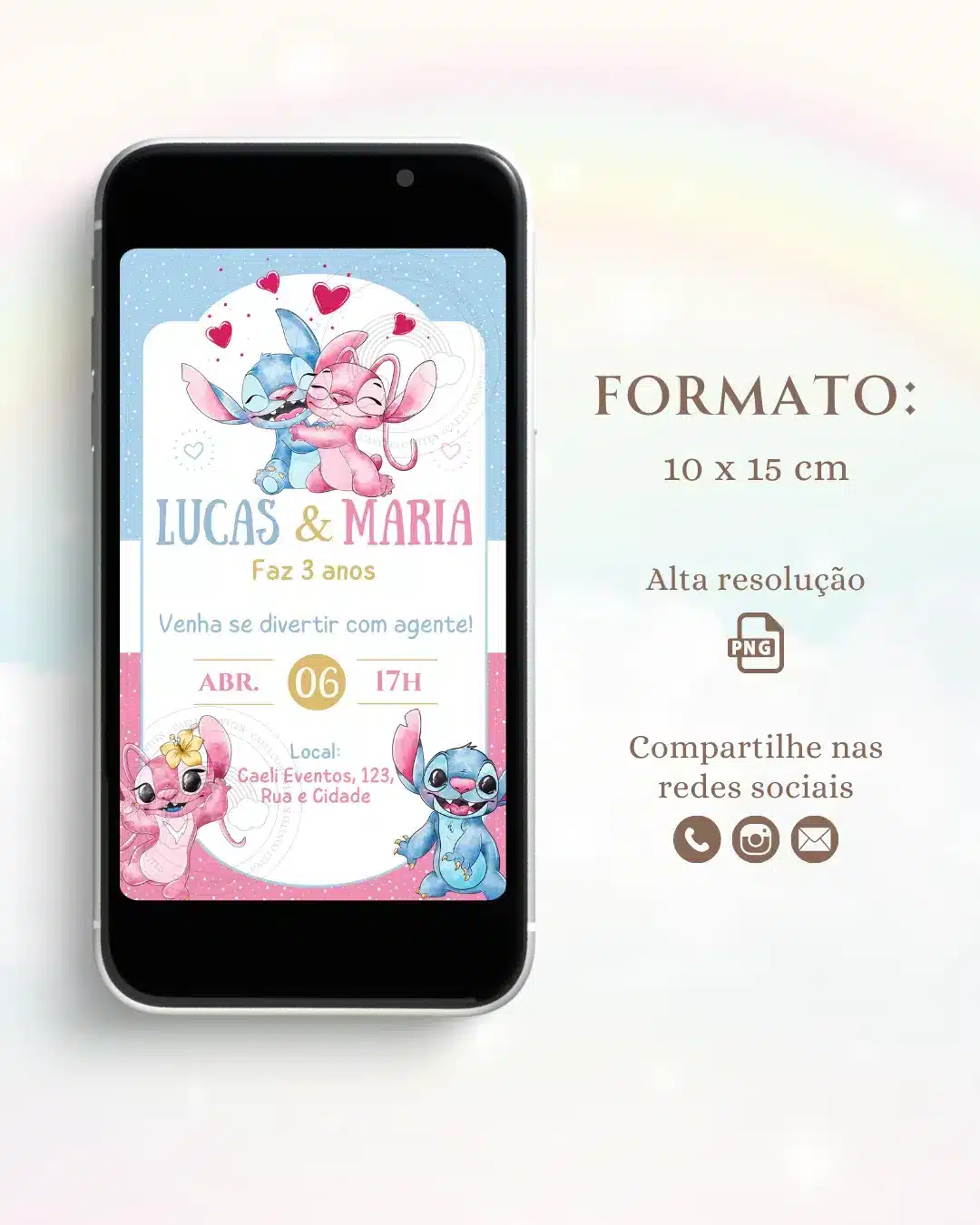 Convite Digital Stitch e Angel 1