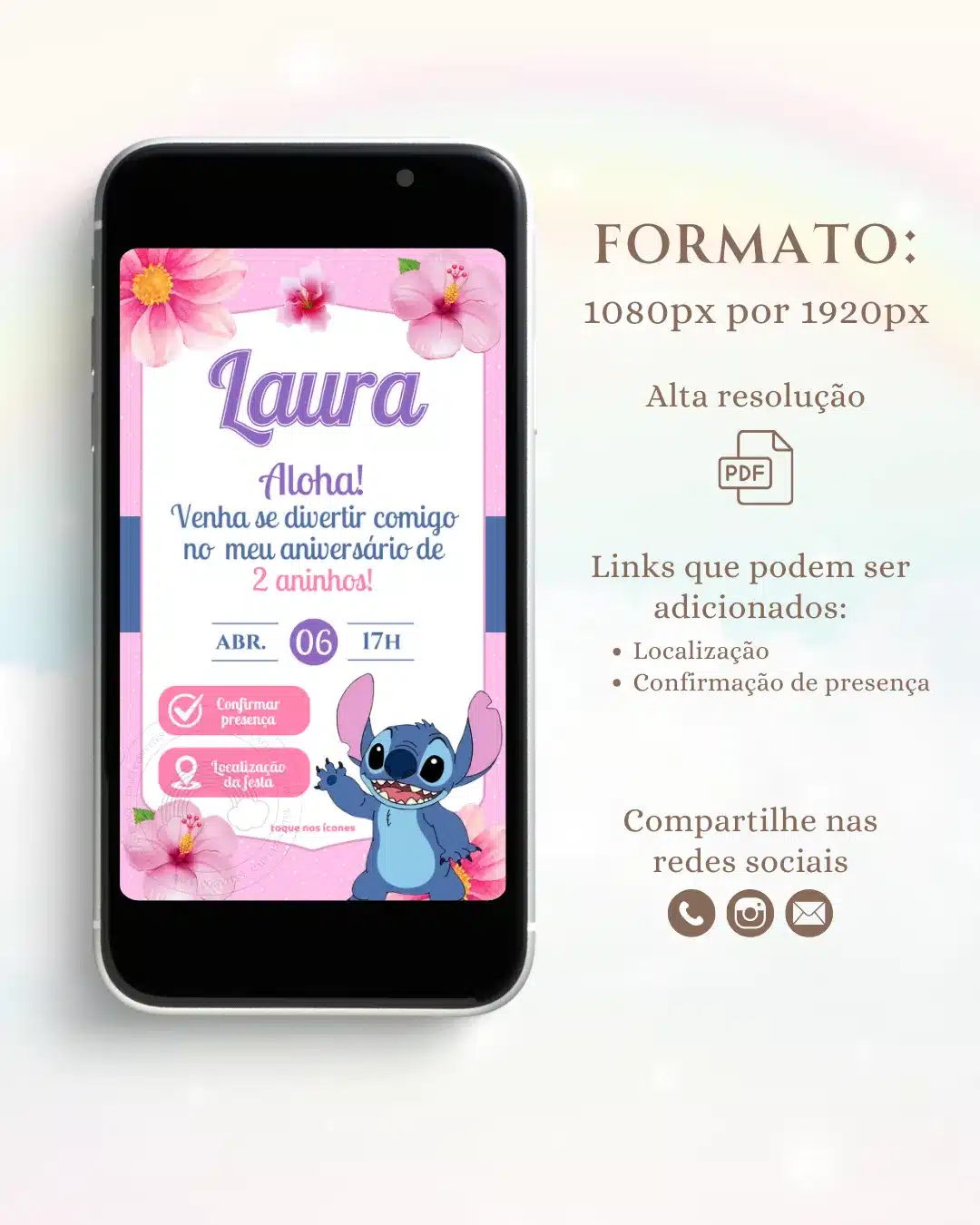 Convite Interativo Lilo e Stitch 2