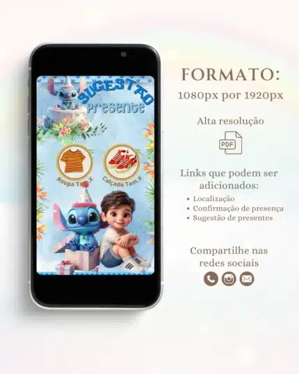 Convite Interativo Lilo e Stitch 6