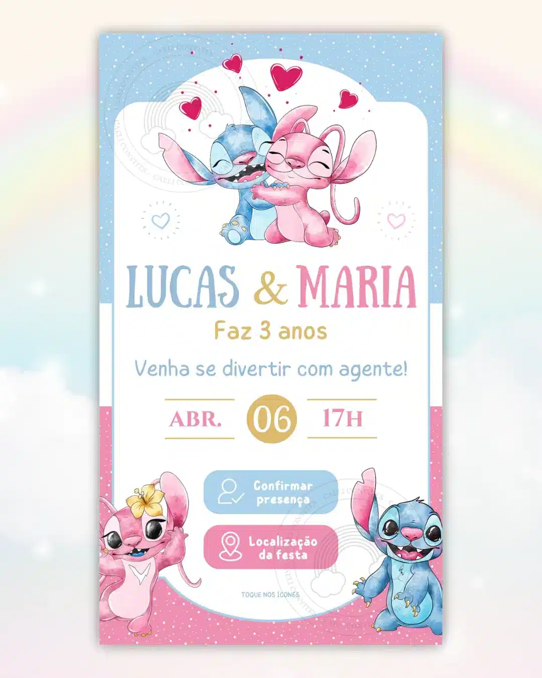 Convite Interativo Stitch e Angel 1