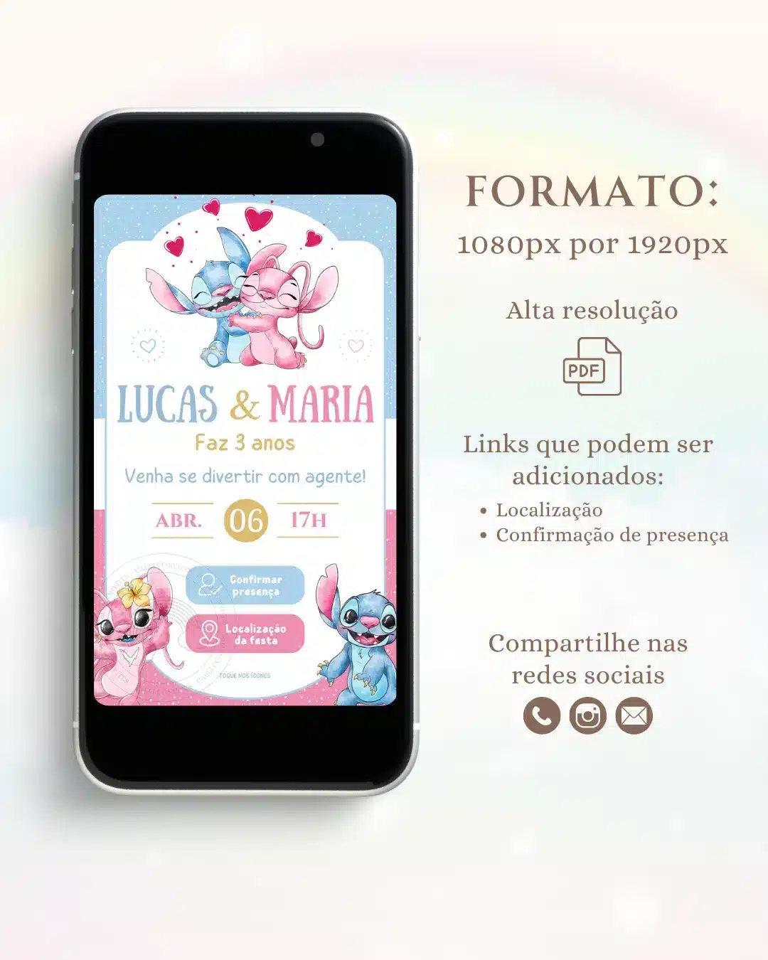 Convite Interativo Stitch e Angel 1