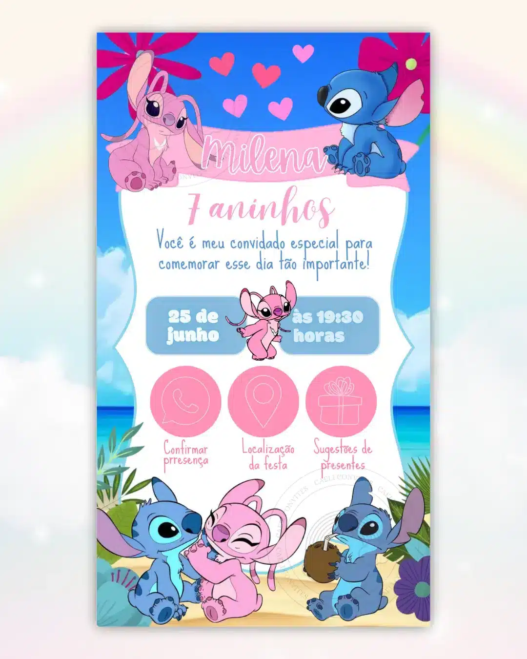 Convite Interativo Stitch e Angel 3